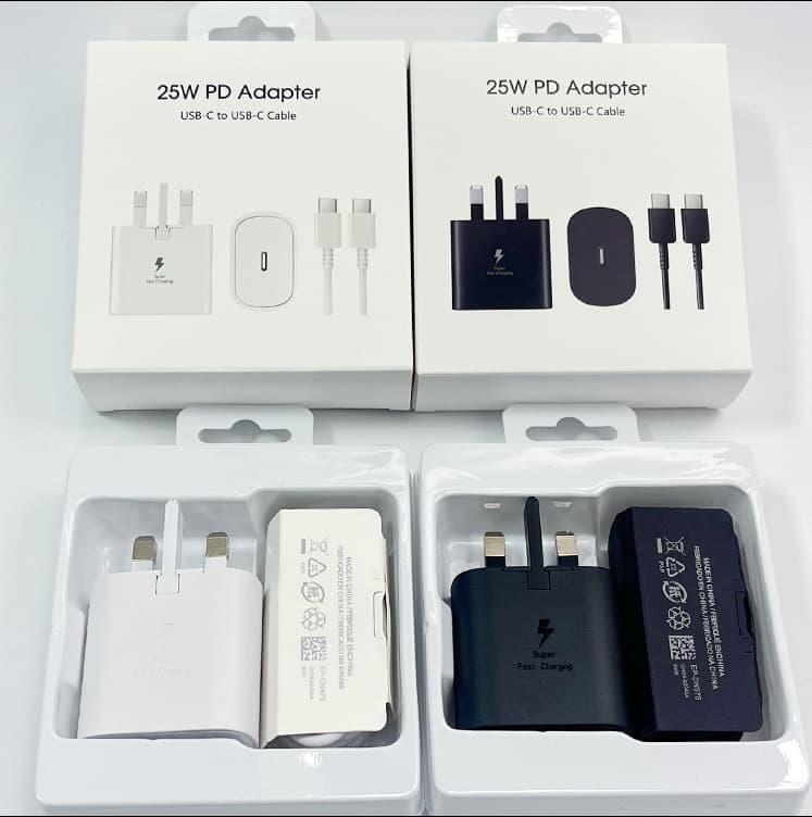 Compatible with Samsung 25W UK Plug Charger Super Fast Charging Type-C Charger Head Charging Cable Set
