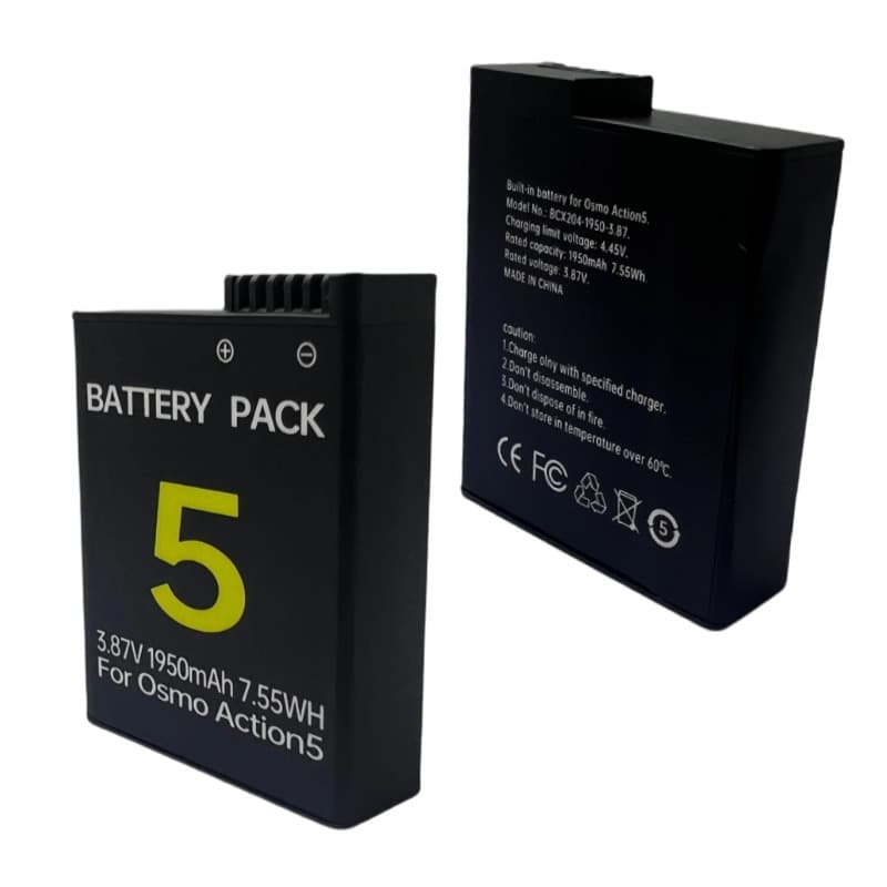 Compatible with DJI Action 5 Pro/5 Battery Osmo Action 4/3 Charging Battery 1950mAh Capacity