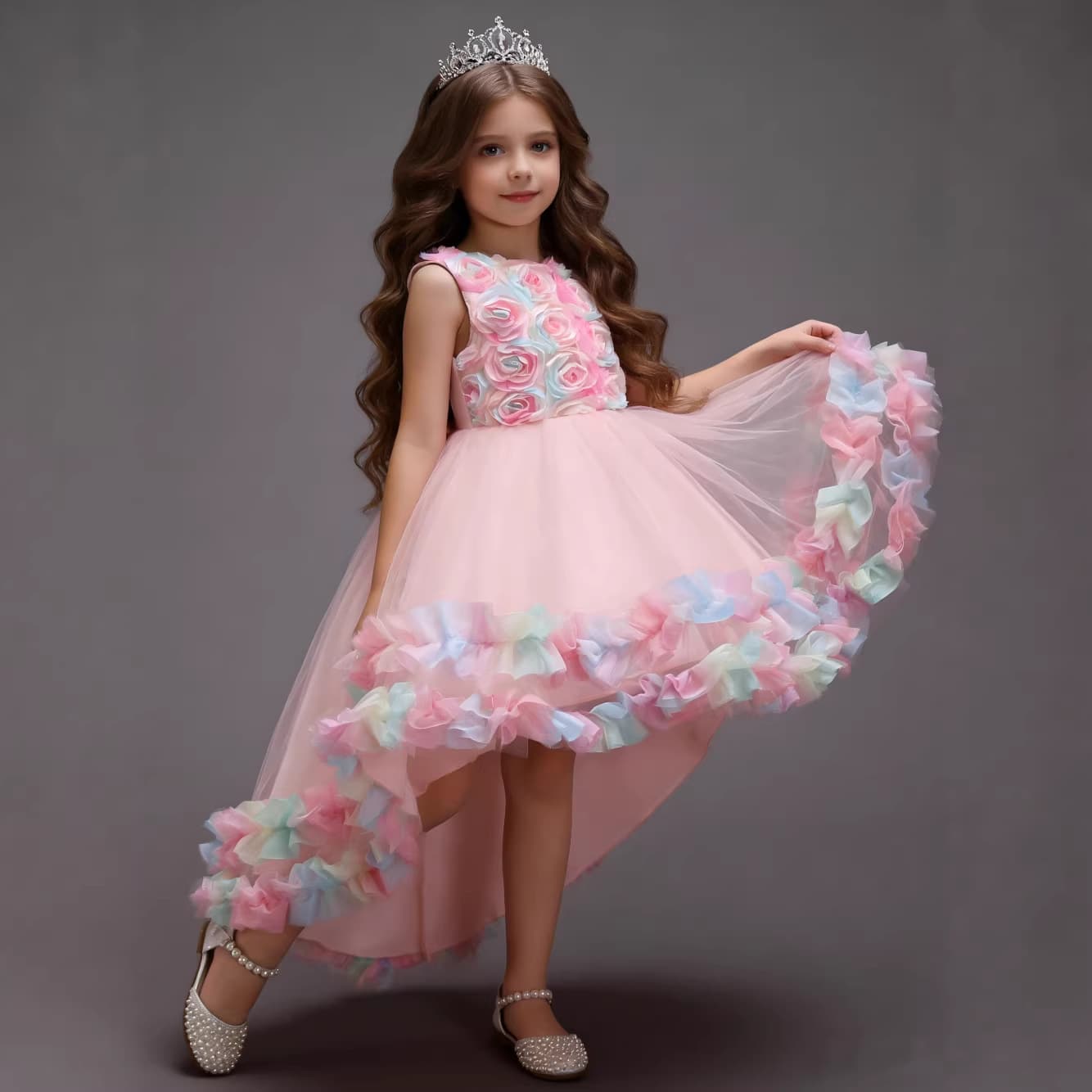 Colorful Princess Puffy Skirt Children's Dress Girls' Formal Gown Tulle Skirt Kids' Clothing Spring Summer Autumn Winter