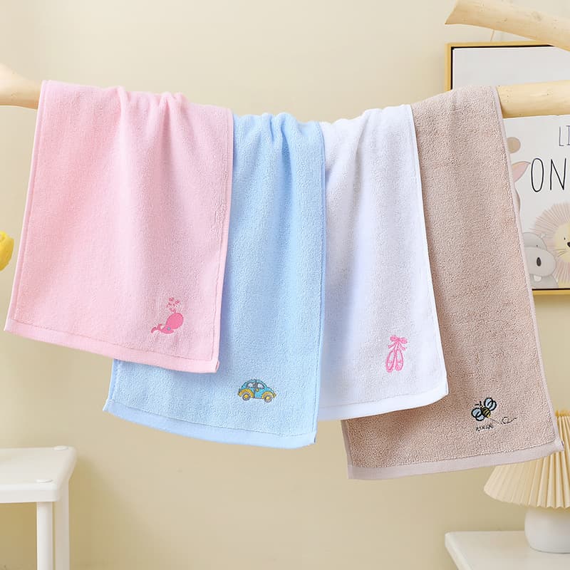 Pure Cotton Embroidered Kids Towel 25*50, Kindergarten Baby Face Towel, Gift Promotional Item, Custom Logo Embroidery Available