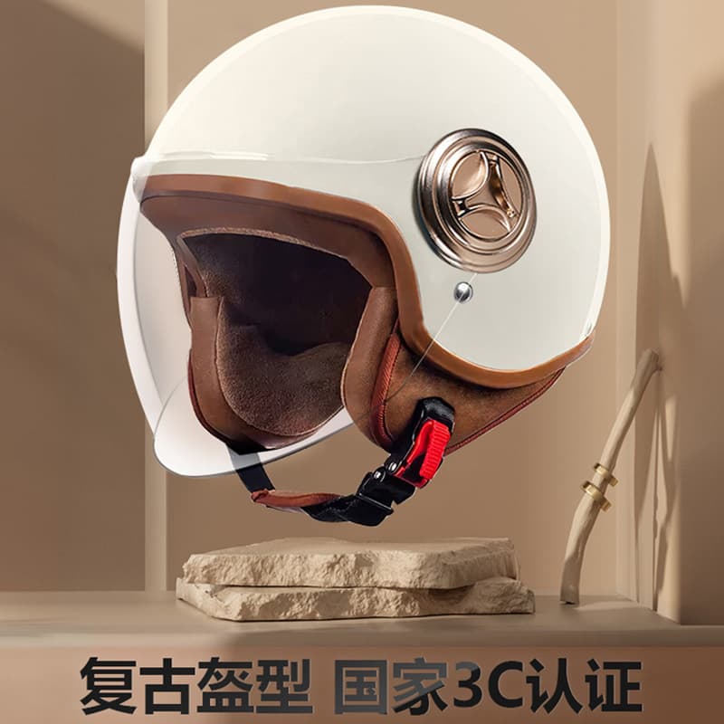 Unisex Electric Bicycle Helmet 3C Approved Winter Motorcycle Vintage Grey Safety Cap Half Helmet Full For Men Women