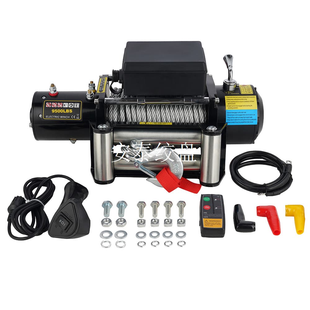 Factory Wholesale Price 12V/24V 9500 lb Car Winch, Towing and Traction Motor Winch for Self-Recovery and Off-Road Vehicles