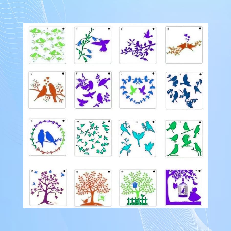 Cross-border flying bird pet painting template diy graffiti wall rubbing version washable plastic forest painting template