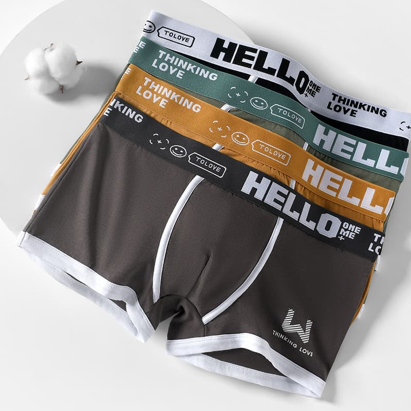 New Generation Manufacturer Direct Sales Men's Boxer Briefs, Men's Underwear, Four-Corner Pants, Weekday Pants, Trendy Breathable Contrast Color Pants
