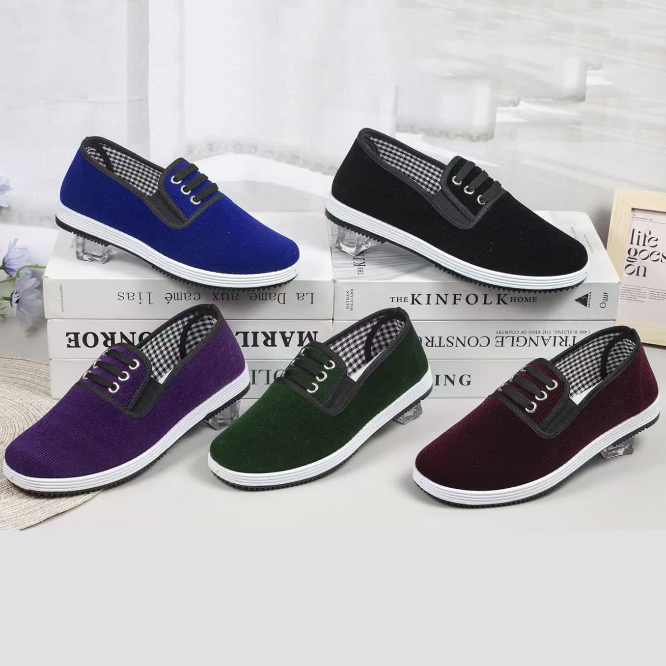 Corduroy Black Cloth Shoes, Old Beijing Cloth Shoes, Driving Work Shoes, Comfortable Soft Sole Walking Shoes for Middle-aged and Elderly Men and Women