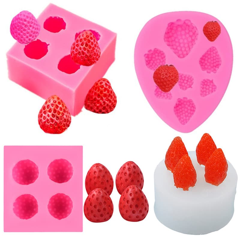 Mini Strawberry Silicone Mold for Chocolate, Fondant, Birthday Cake, Pudding, Mousse Decoration Insert