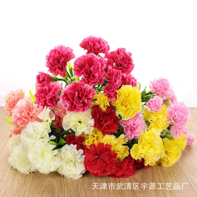 11-Head Artificial Carnation Flowers Faux Silk Flowers For Mother's Day Teacher's Day Gifts Decorative Photography Projects