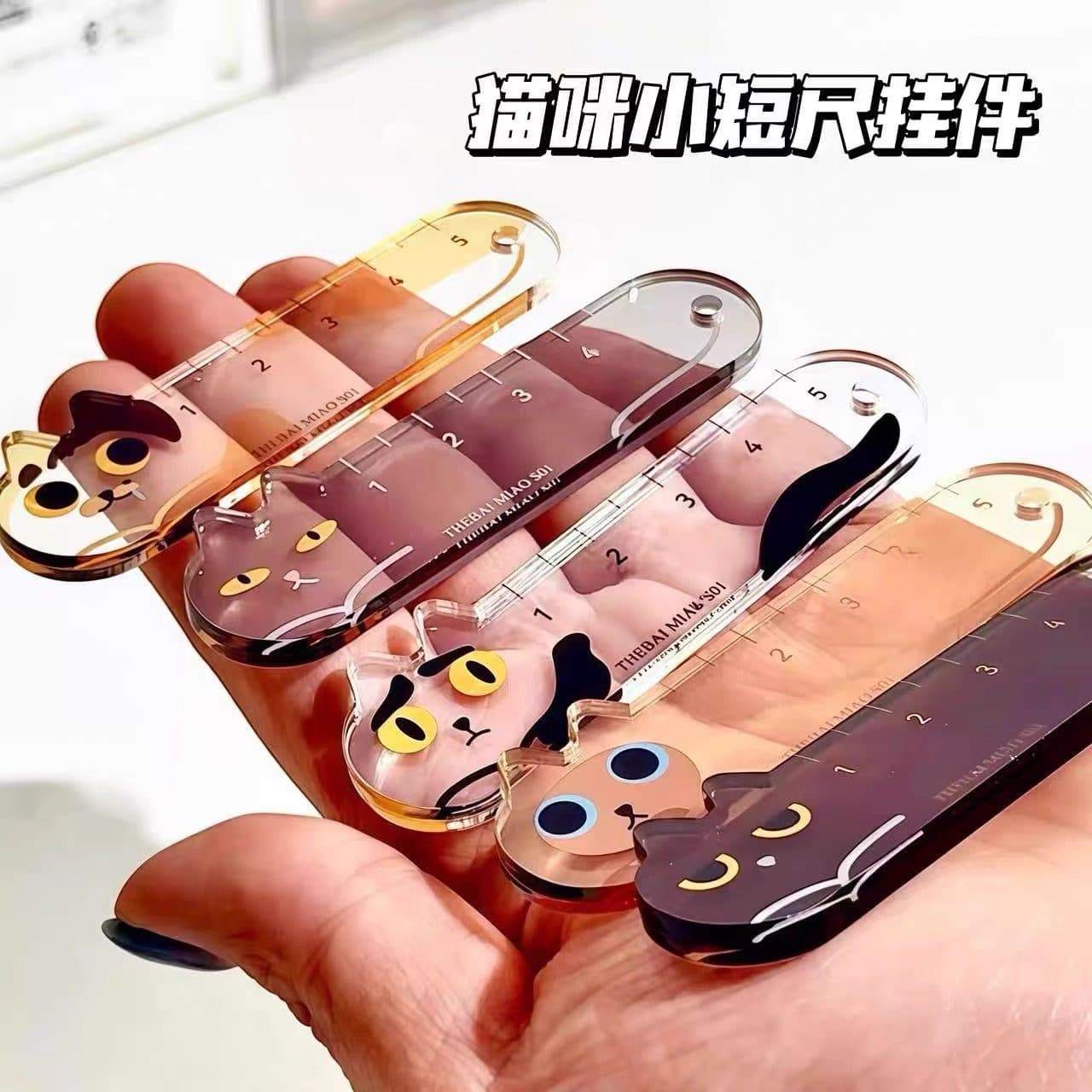 Cute Cat Acrylic Ruler for Students, High-Quality Stationery, Gift for Friends