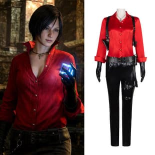 Resident Evil Cos Costume Ada Wong Red Shirt Set Game Same-Style Cosplay Role-Playing Costume