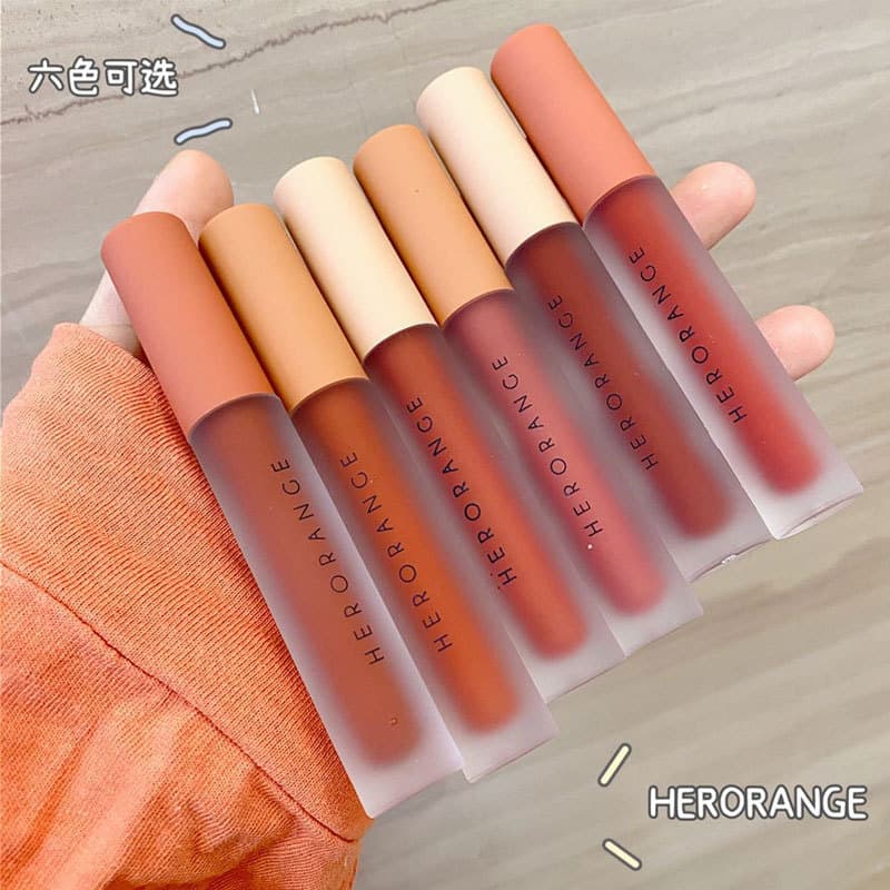 HERORANGE Twilight Light Lip Glaze Matte Velvet Matte Long-lasting and Easy to Color Niche Brand Lip Gloss Lip Mud