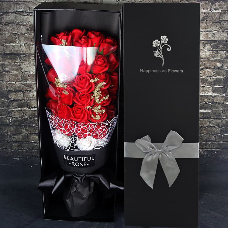 Valentine's Day Gift for Girlfriend, Wife, Bestie, Woman, Mother - Artificial Soap Rose Bouquet