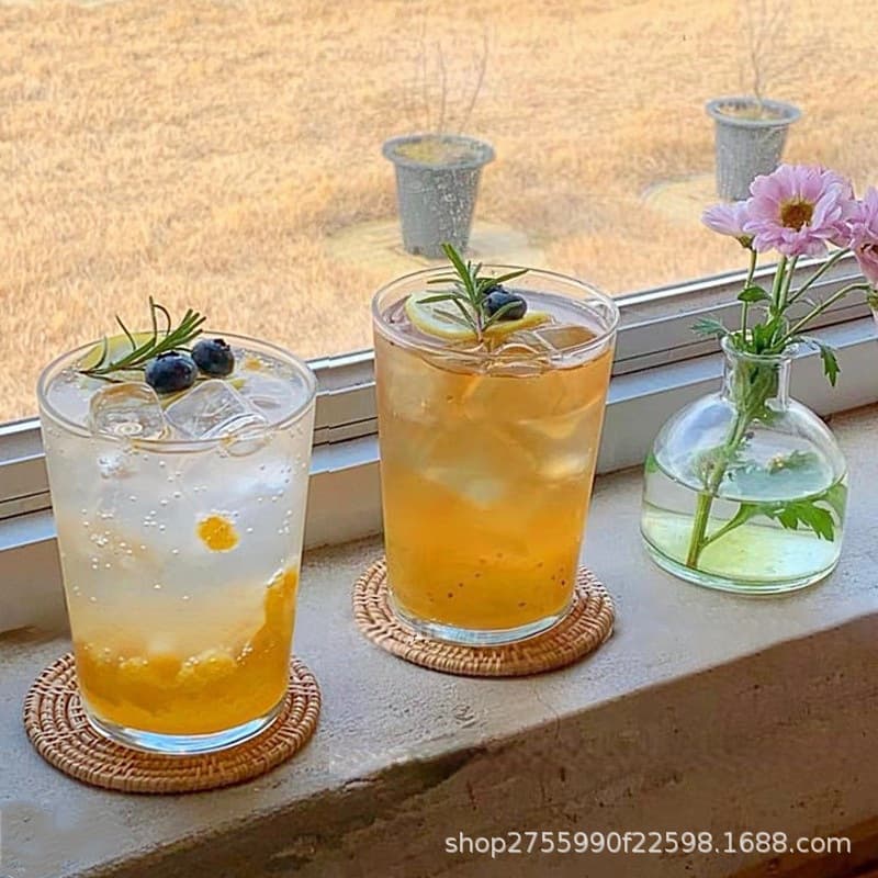 Korean niche ins style simple glass cup heat-resistant breakfast milk cup beverage water cup juice cup coffee cup