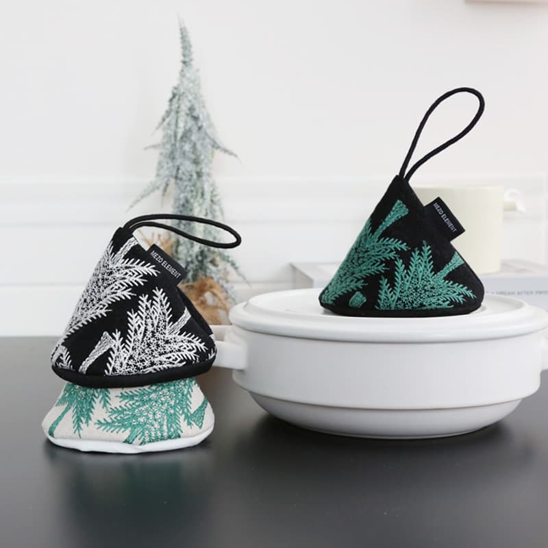 Meizuo elements exquisite embroidery pine tree linen pot cover Nordic ins style casserole anti-scald heat insulation fabric pot holder