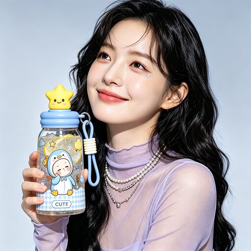 New Star Plastic Cup Tritan Material High Temperature Resistant Water Bottle for Women High Aesthetic Student Portable Straw Cup