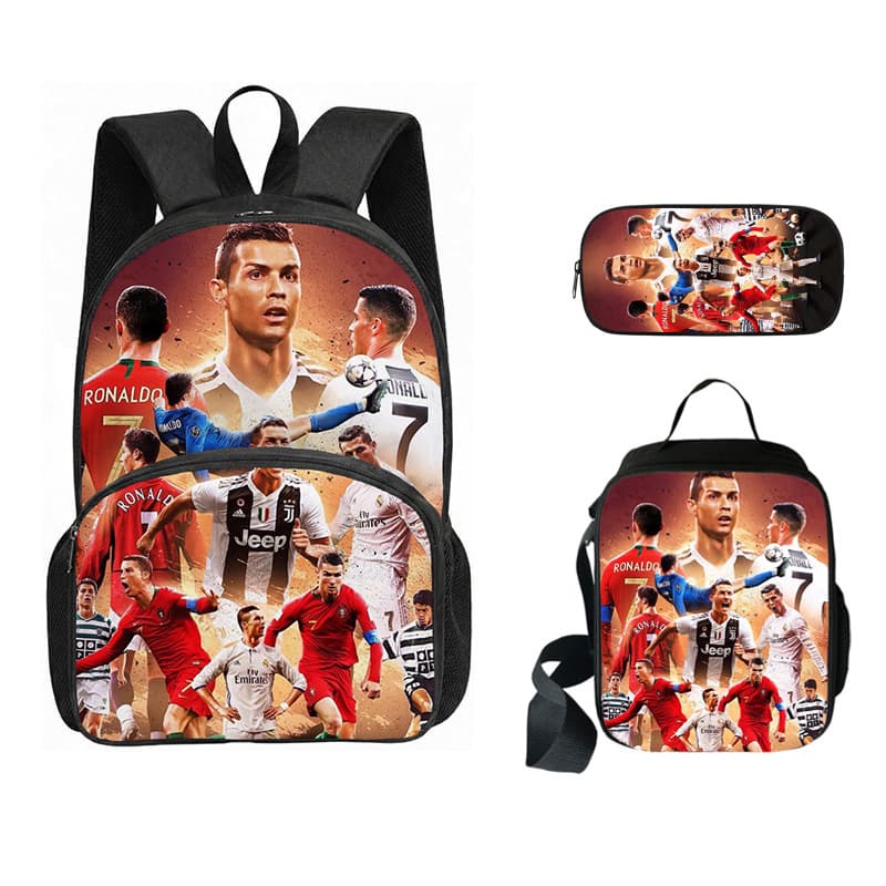 Cross-border Star Character 3-Piece Set Student Backpack Polyester Large Capacity Children's Crossbody Bag Lunch Bag Square Pencil Case