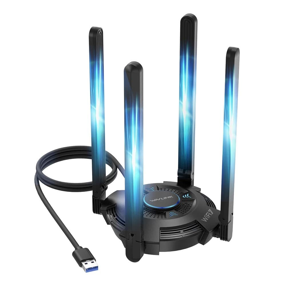 WAVLINK Driver-Free High-Gain Antenna Tri-Band BE6500 WiFi 7 Adapter External Wireless Network Card