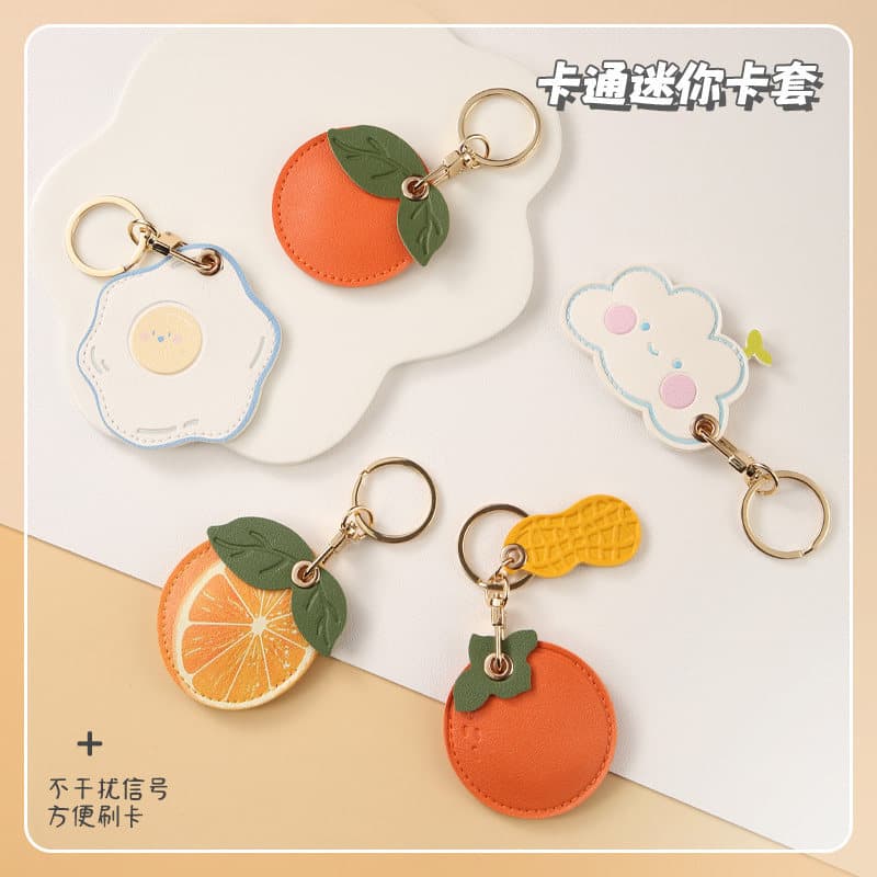 Cartoon Access Card Case Small Rectangle Round Drop Shape for Airtag Community Card Key Fob Protective Cover