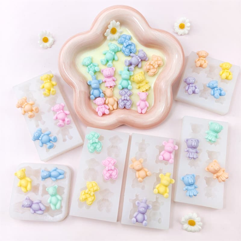Mini Cute Bear Silicone Mold Cake Baking Mold DIY Drip Resin Jewelry Mold Fire Seal Wax Tool Irregular Shape Transparent Modern Simple Style