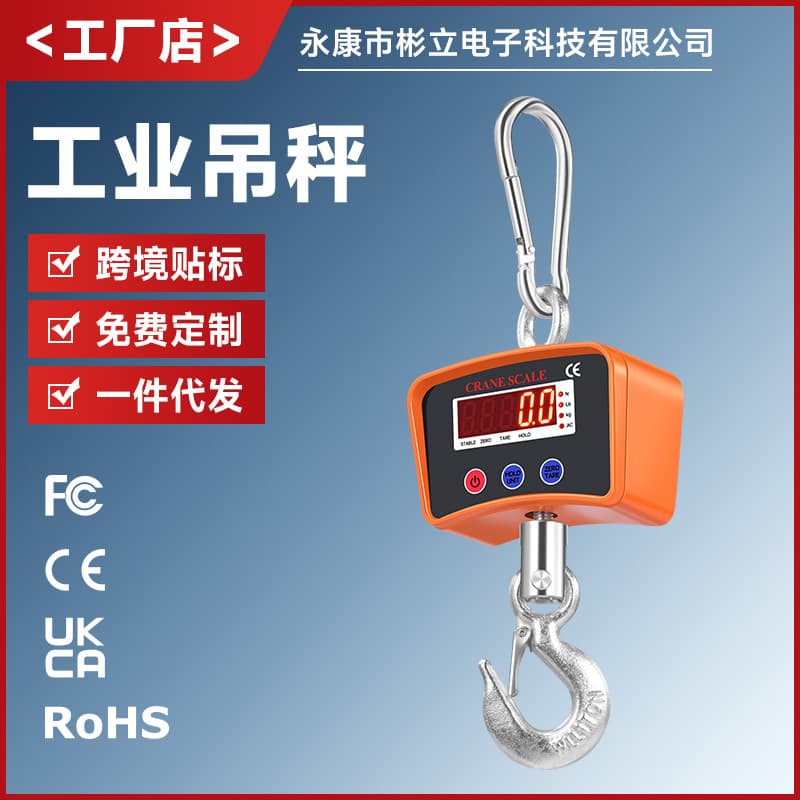 Source Factory Electronic Hook Scale 500kg, Crane Scale with LED, Mini Hook Scale 1t, Suspension Type