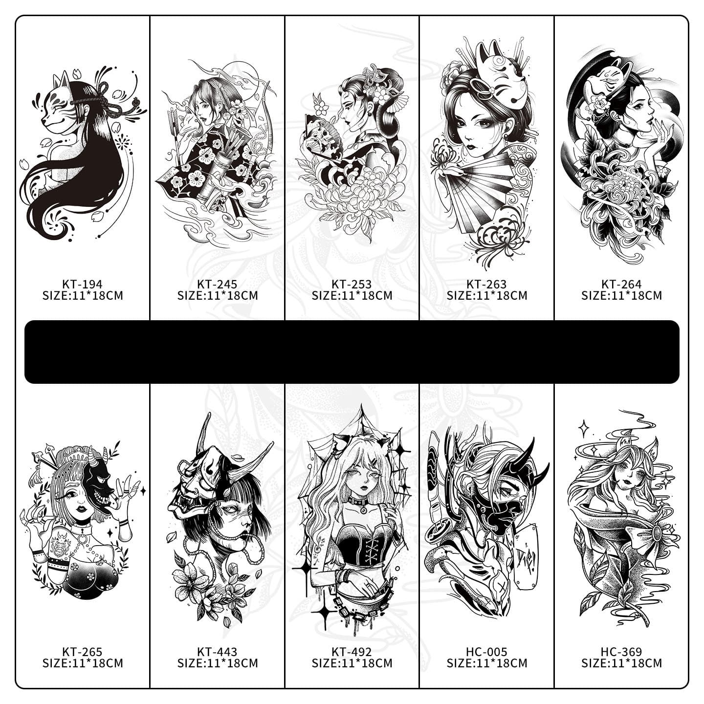 Half-arm Geisha herbal juice tattoo sticker for men and women, waterproof, long-lasting, high-end, simulated arm, Japanese old tradition