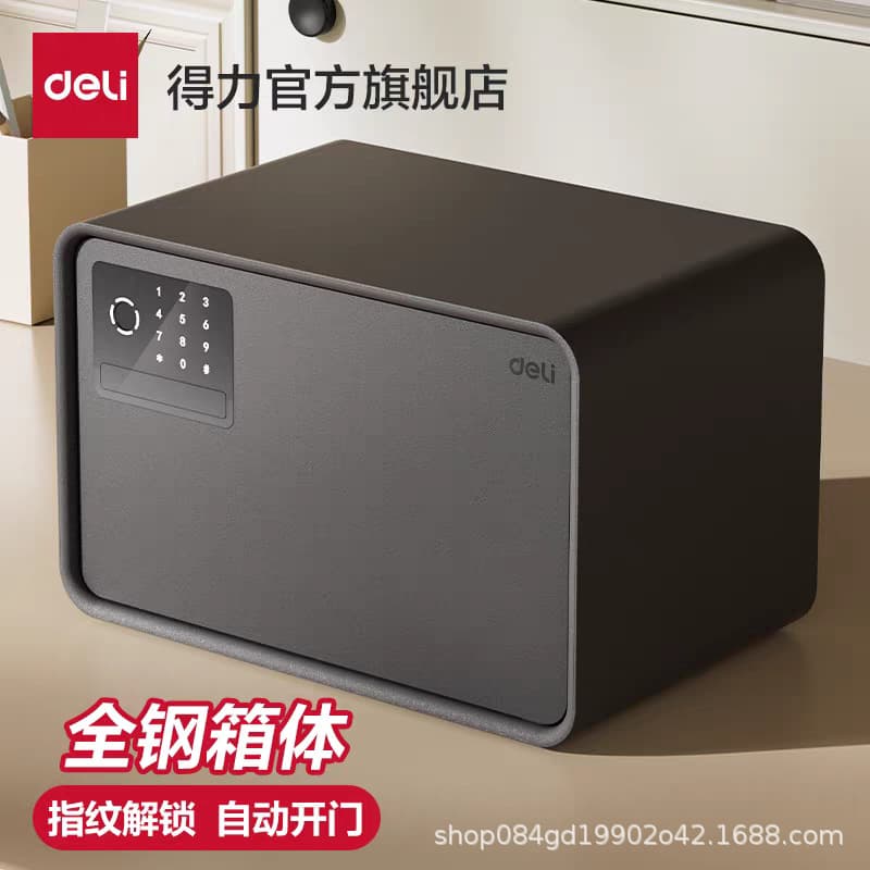 Deli Safe Box 2026 New Model Small Home Security Safe with Fingerprint and Password, Fits in Wardrobe, Automatic