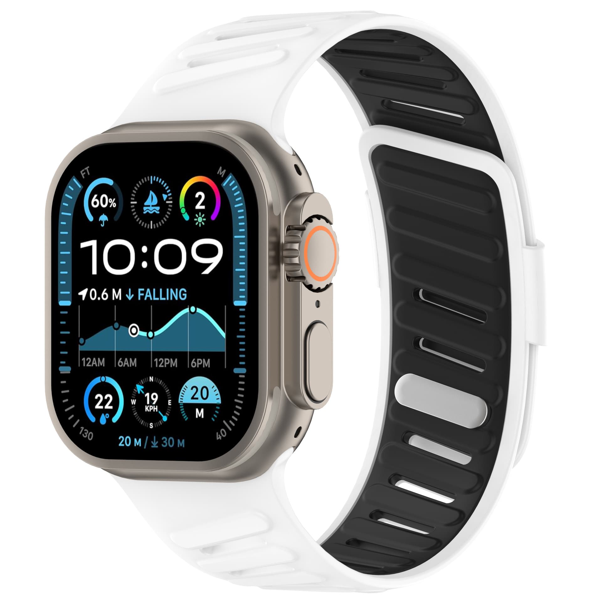 Silicone strap with diagonal buckle for Apple Watch Ultra, Nike-style dual-color, in stock
