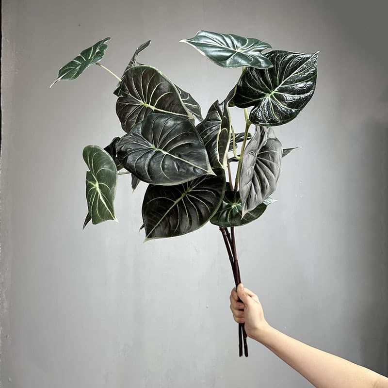 Simulated green plant Alocasia dragon scale taro leaf potted turtle leaf artificial flower plant home indoor flower arrangement dragon scale vine leaves