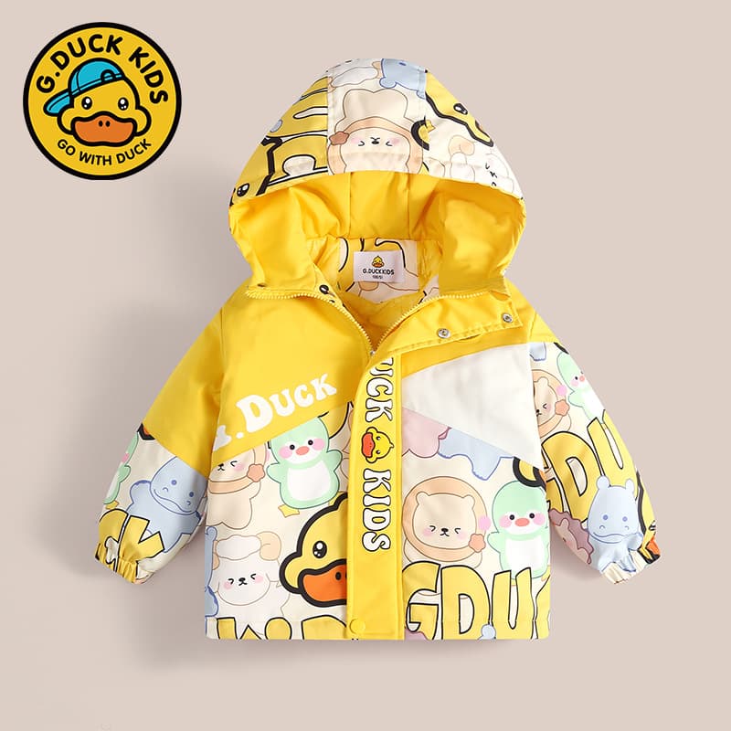 Authentic Little Yellow Duck children's windbreaker 2024 spring and autumn two-piece set, boys' and girls' three-in-one windproof warm coat