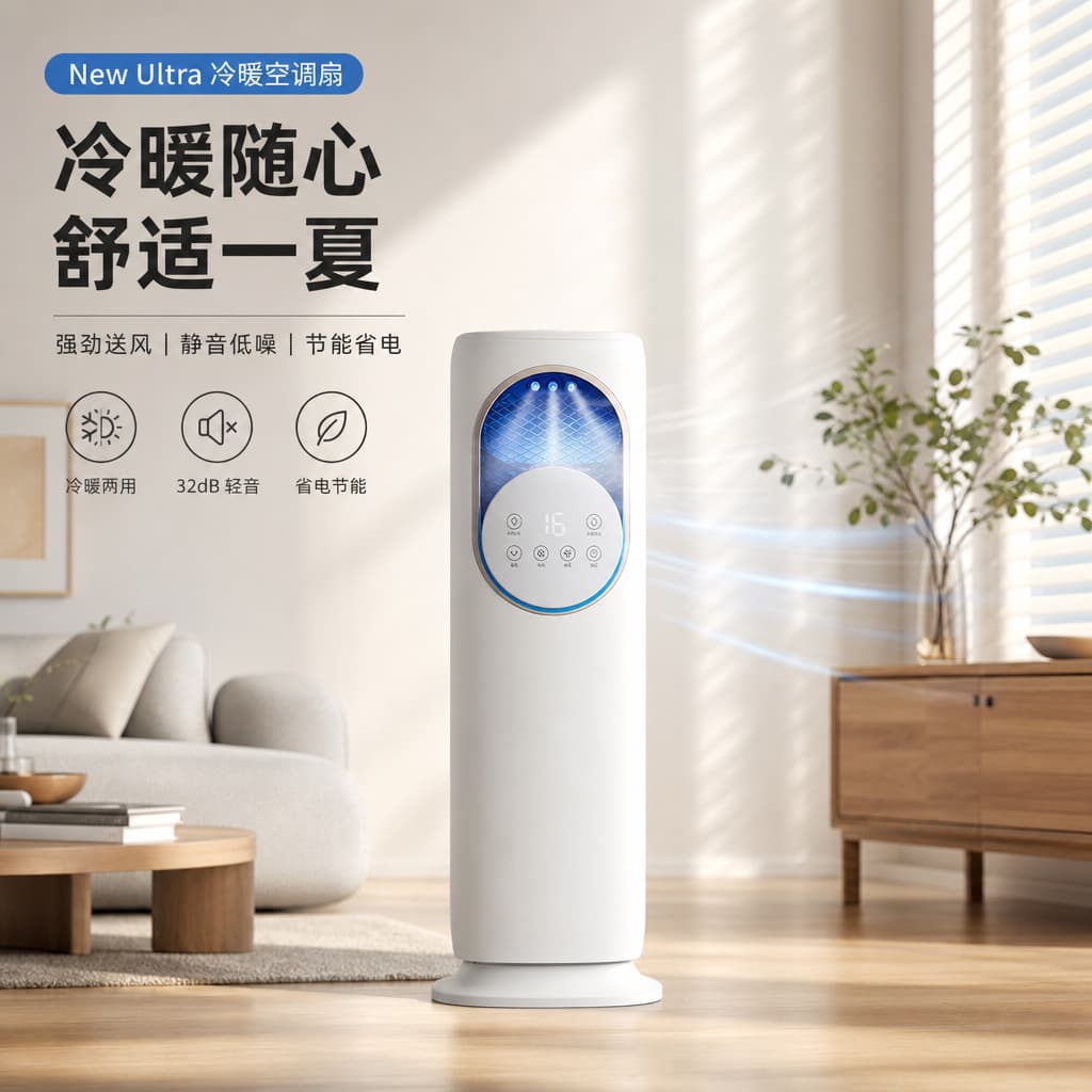 New Heating and Cooling Vertical Air Conditioner Fan, Home Floor Standing Water Cooling Fan, Four-Season Cooling and Heating Circulation Fan