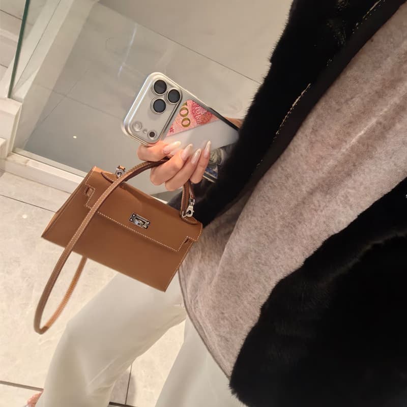 Palm Print Kelly Bag 2026 New Style Premium Women's Handbag Mini Top Handle Textured Crossbody Bag