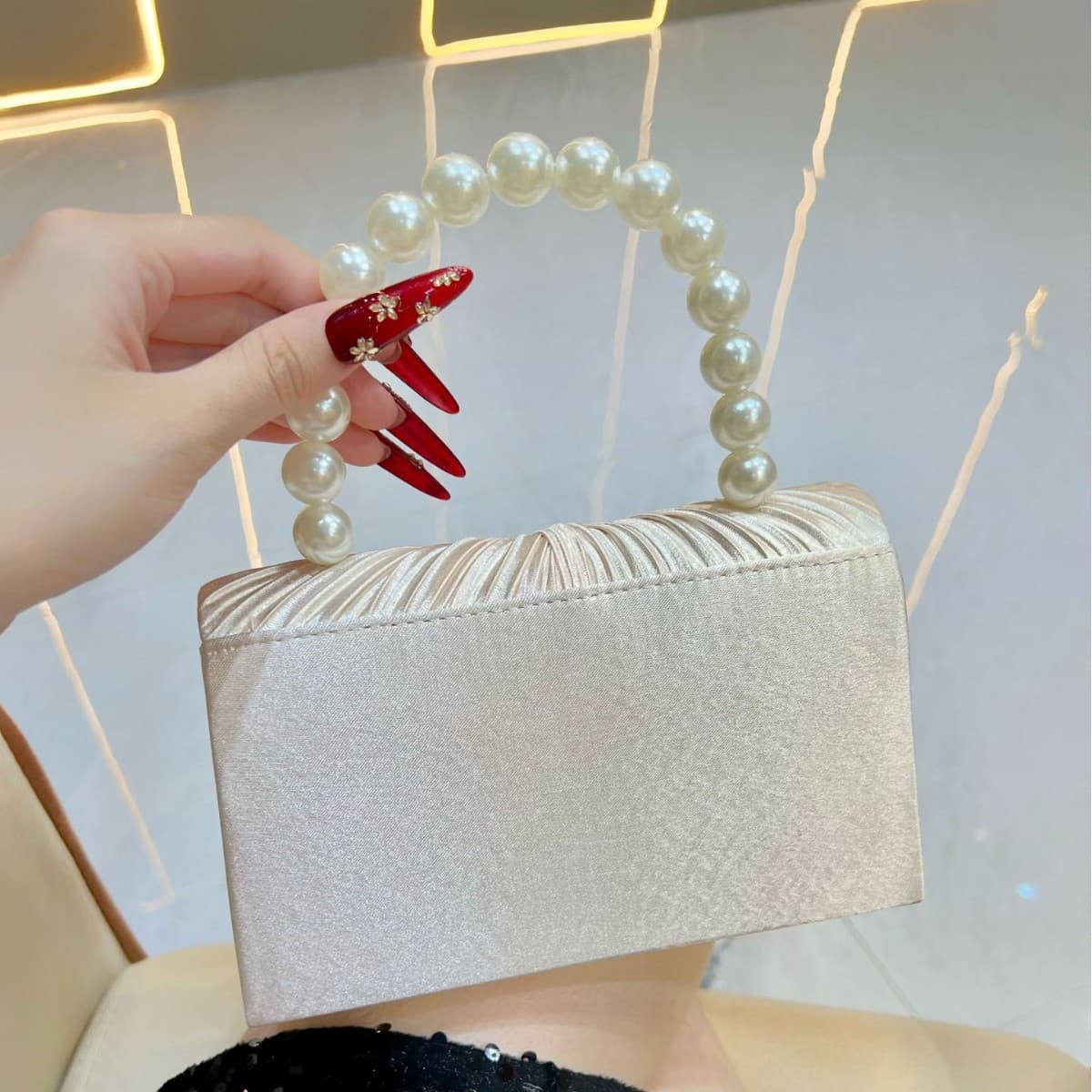 New Cross-Border Women's Bag Fashion Evening Bag Pleated Dress Party Banquet Bag Handbag Wedding Bridesmaid Handbag
