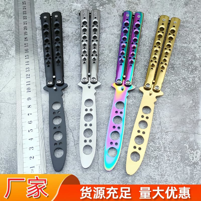 Factory folding unsharpened butterfly trainer outdoor CSGO butterfly knife portable hand exercise training tool.