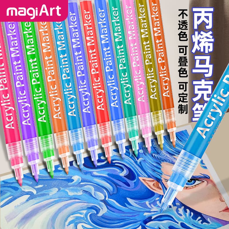 Acrylic Marker Pen Set 12/48 Colors Waterproof Water-based Paint Pen Diy Guka Handbook Acrylic Pigment Painting