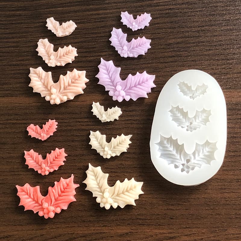 Christmas Holly Leaf Fondant Baking Cake Decorating Silicone Mold Simulated Plant Holly Leaf Resin Plaster Mold