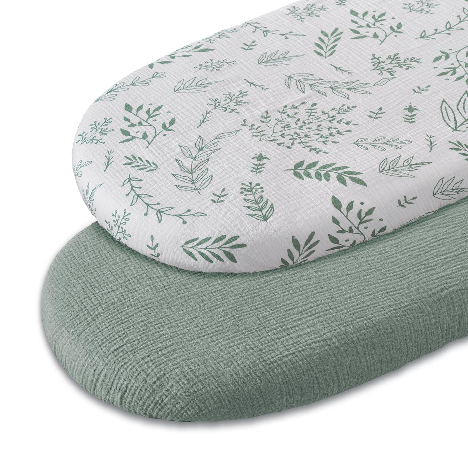 Cross-border Baby Bassinet Fitted Sheet 2-Piece Set, Muslin Breathable Cotton Gauze Bassinet Mattress Pad with Removable Washable Cover