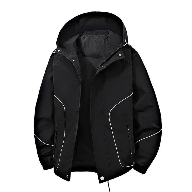Plus Size Bestseller Hooded Loose Workwear Jacket for Men, Outdoor Fat Man Waterproof Windbreaker Long Sleeve