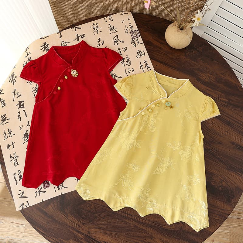Baby Girl Dress Chinese Style Cheongsam Short Sleeve Summer Thin Newborn New Arrival