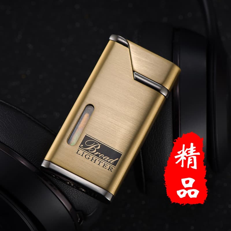 Press-Type Metal Windproof Refillable Lighter with Direct-Impact Red Flame, Alloy Body, Compact and Portable, Gift for Friends