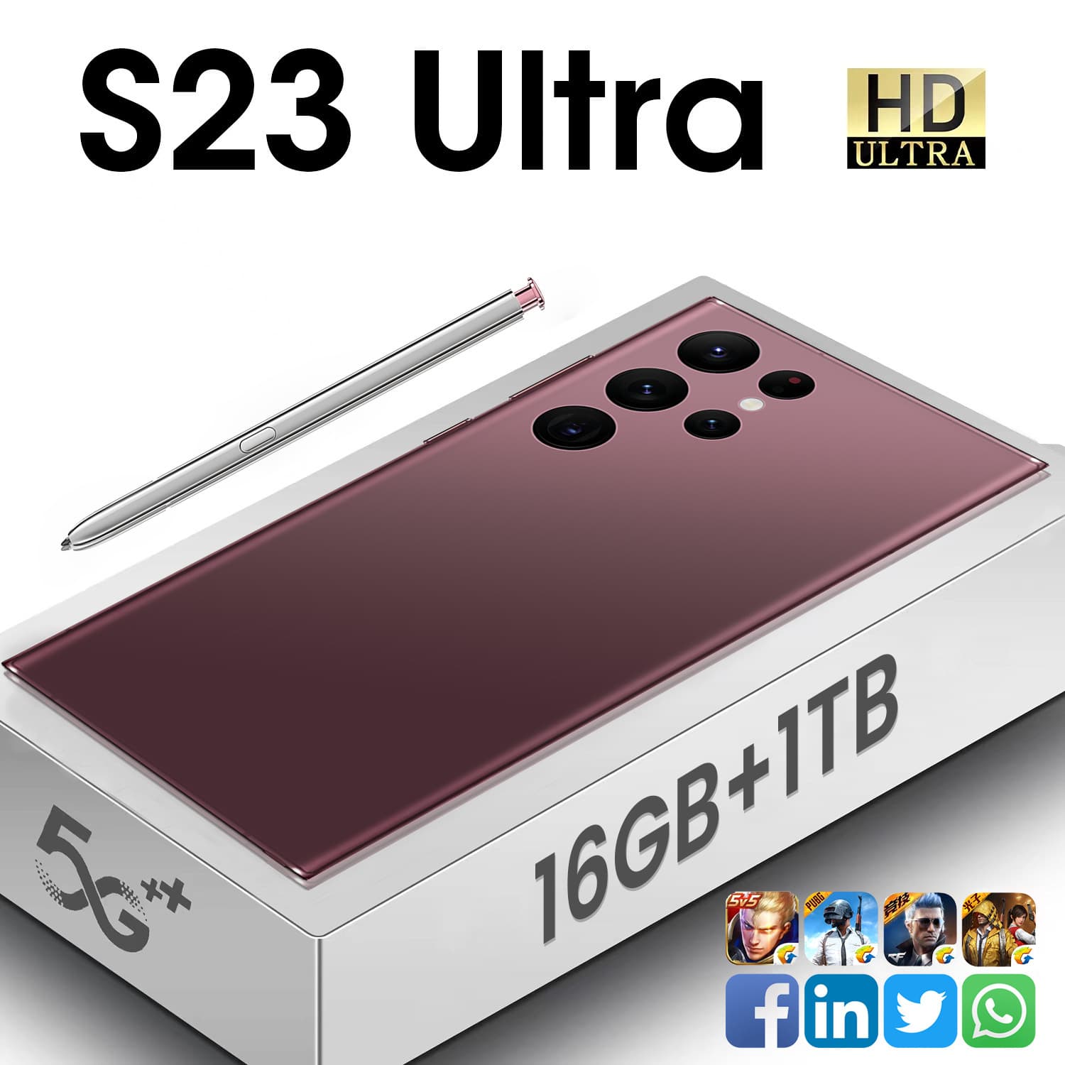 New Cross-Border S23 Ultra Smart Android Large Screen High-End Phone Factory Wholesale Stylus Pen