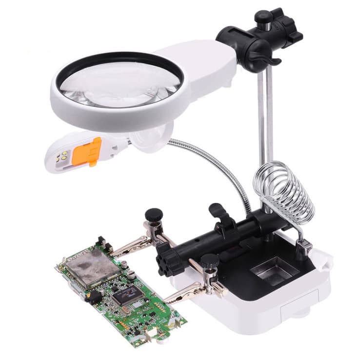 Circuit board welding mobile phone electronic instrument chip repair 6 LED lights auxiliary clip magnifying glass 16129DC
