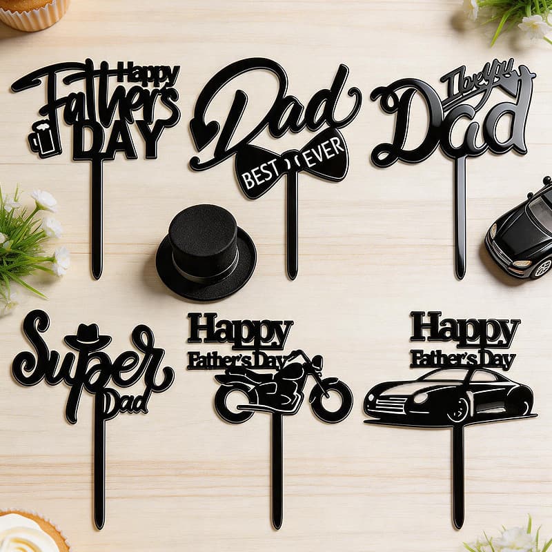 New Arrival Ins Acrylic Father's Day Cake Decoration Cross-border Cake Topper FATHER DAD Cake Insert