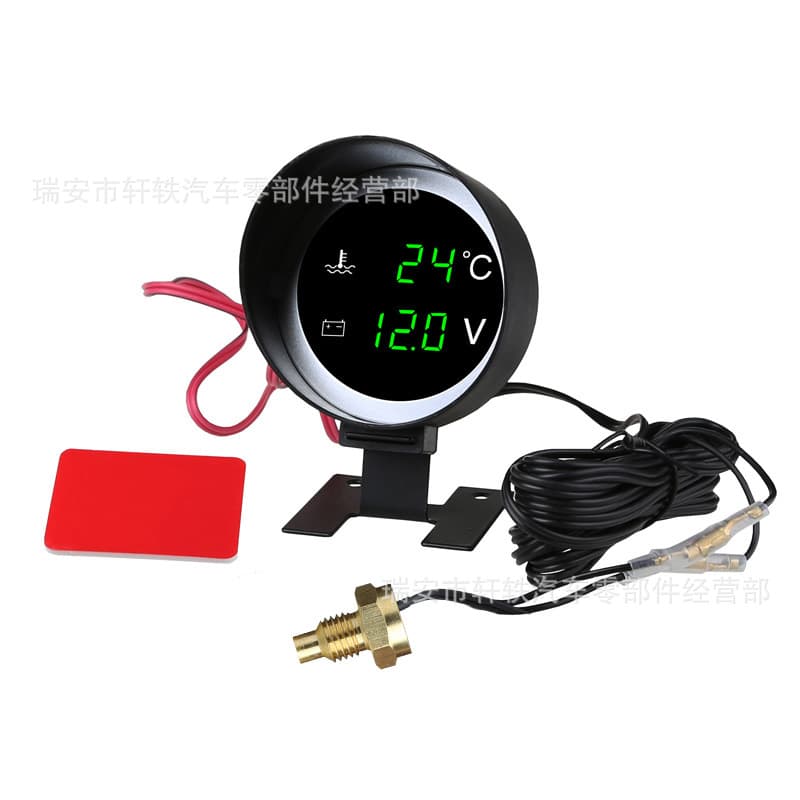 Round Water Temperature Voltage 12V 24V Car Truck Engineering Vehicle Modification Instrument Water Temperature Voltage Meter