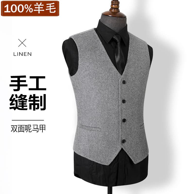 Winter Men's Suit Vest Thickened Warm Vest Wool Double-sided Waistcoat Wool Cashmere Vest 106
