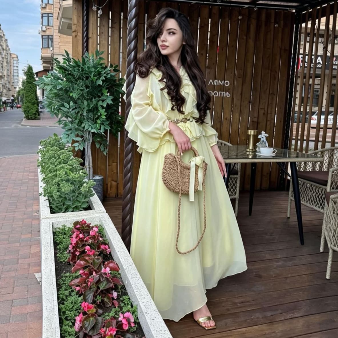 Amazon 2026 New European and American Style Vacation Ruffle Elegant Waist-Cinching Top with Tie A-Line Skirt Set