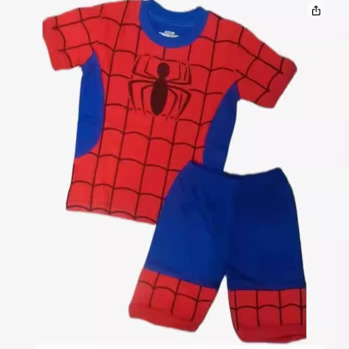 Spider-Man Kids' Homewear Short-Sleeve Set Summer Milk Silk Polyester Short Set Cross-Border Direct Supply Clothing