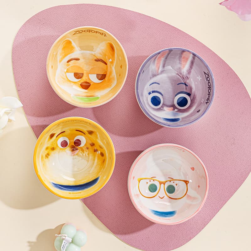 Disney/Disney Stitch Rice Bowl Home Ceramic Rice Bowl Children's Bowl Cute Four Bowl Set Pooh