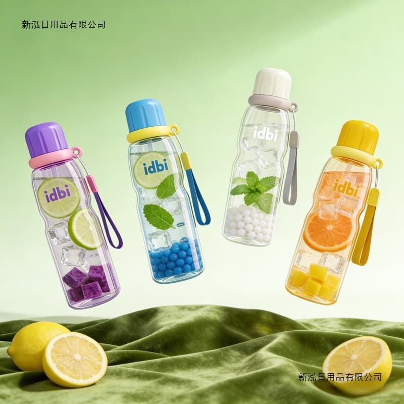 Large-capacity portable water cup for children and students going to school, simple plastic sports cup, portable straw cup, high temperature resistance