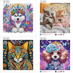 Cross-Border Cat Dog Diamond Painting Full Drill Irregular Diamond Decorative Painting Handmade Diamond Dot Painting DIY Sticker Painting