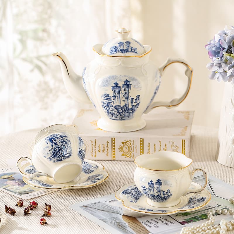 Vintage Creative Ceramic Coffee Cup and Saucer Set, Home Water Cup, English Afternoon Tea Cup and Saucer, Retro Style Cup, American Style