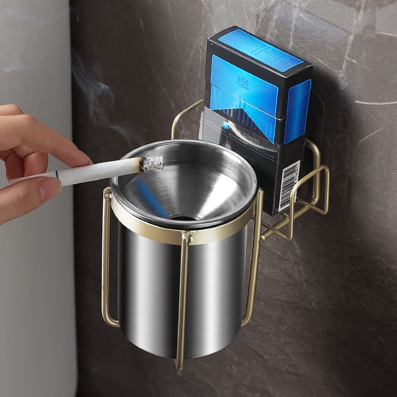 Wall-mounted ashtray stainless steel ashtray creative bathroom large capacity ashtray wholesale anti-ash fly